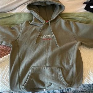Supreme New York green logo hoodie